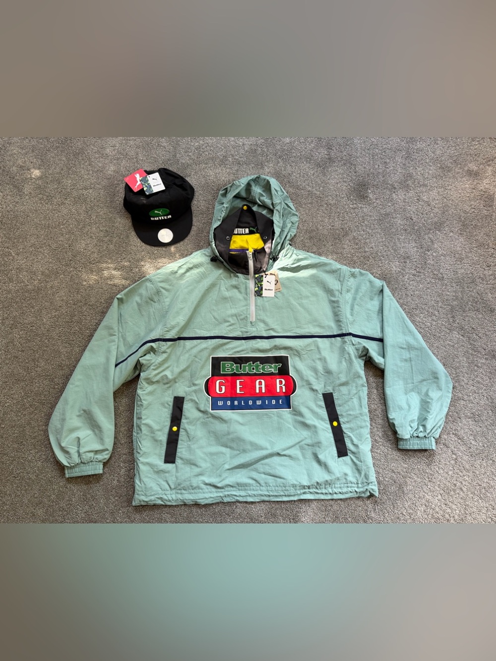 Puma X Butter Goods Lightweight Pop Over Top Jacket with Hat Size Large